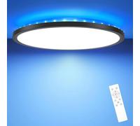 hepside Lámpara de techo, 24WØ 30CM Lámpara techo LED con mando a distancia, lampara de techo LED RGB con cambio de color, 3000 K-6500 K, regulable redonda plana para dormitorio, baño y salón