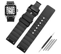 HEPUP Correa de reloj de 23 mm para Cartier Santos Sandoz Santos 100 Correa de reloj de silicona de goma Hombres y Mujeres Negro, 23mm, Agate