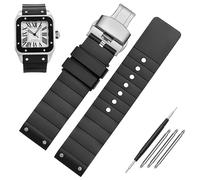HEPUP Correa de reloj de 23 mm para Cartier Santos Sandoz Santos 100 Correa de reloj de silicona de goma Hombres y Mujeres Negro, 23mm, Agate