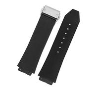HEPUP Correa de reloj para HUBLOT BIG BANG, de silicona, 25 * 19mm, impermeable, correa de reloj para hombre, cadena, accesorios de reloj, pulsera de reloj de goma (Color: Rayas negro-plata, Tamaño