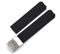 HEPUP Para Tissot T-TOUCH T013 T047 20 mm Correa de reloj de goma de silicona suave negro naranja deportivo impermeable correa de reloj T091 T013420A (color: negro-plata, tamaño: 20 mm)