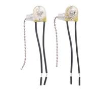 Hepzest Interruptor de Luz de Ventilador de Techo ZE-109 Interruptor de Luz de Dos Cables con Cables de TraccióN para LáMparas de Ventiladores de Techo 2 Piezas de Plata