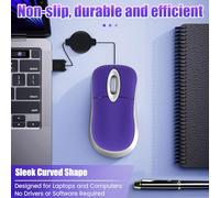 Hepzest Mini USB con Cable Ratón retráctil Pequeño y pequeño ratón 1600 dpi Óptico Compacto Ratones de Viaje para 98 2000 XP Vista Versión