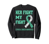 Her Fight My Fight Cervical Cancer Awareness - Cinta Verde Azulado Sudadera