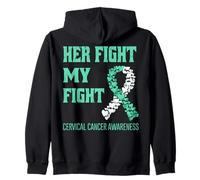 Her Fight My Fight Cervical Cancer Awareness - Cinta Verde Azulado Sudadera con Capucha