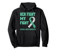 Her Fight My Fight Cervical Cancer Awareness - Cinta Verde Azulado Sudadera con Capucha