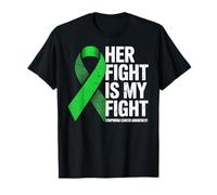 Her Fight My Fight Green Ribbon Linfoma Concientización sobre el cáncer Camiseta