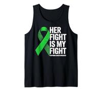 Her Fight My Fight Green Ribbon Linfoma Concientización sobre el cáncer Camiseta sin Mangas
