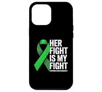 Her Fight My Fight Green Ribbon Linfoma Concientización sobre el cáncer Carcasa para iPhone 12 Pro Max