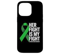 Her Fight My Fight Green Ribbon Linfoma Concientización sobre el cáncer Carcasa para iPhone 14 Pro Max