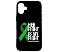 Her Fight My Fight Green Ribbon Linfoma Concientización sobre el cáncer Carcasa para iPhone 16 Plus