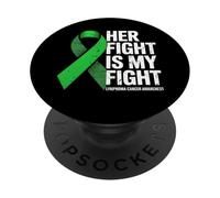 Her Fight My Fight Green Ribbon Linfoma Concientización sobre el cáncer PopSockets PopGrip Adhesivo