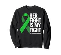 Her Fight My Fight Green Ribbon Linfoma Concientización sobre el cáncer Sudadera