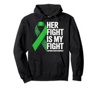 Her Fight My Fight Green Ribbon Linfoma Concientización sobre el cáncer Sudadera con Capucha