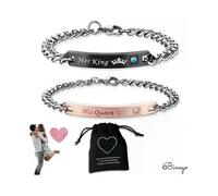 Her King His Queen Partner Bracelet Bracelets Couple Couple Gift Engraving Christmas Gift Gift Bag FREE