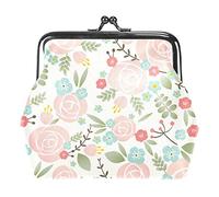 Her Side and His Side - Monedero con hebilla de color blanco rosa y rosa, bolsa de mano con hebilla, bolsa de mano con cierre de beso, cartera con cierre floral para mujeres y niñas, Multicolor 06, Talla única, Organizador de bolsas