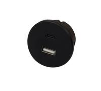 Hera Toma de corriente USB-A + USB-C, instalación en mueble negro 24V entrada