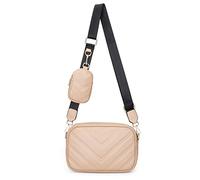 Herald Chevron - Bolso cruzado pequeño acolchado con monedero, bolso cuadrado para mujer, 2 tamaños, Caqui