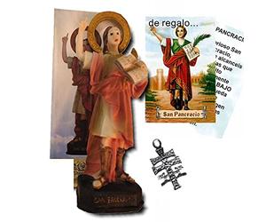 Heraldys Figura San Pancracio en Resina Pintada a Mano 12 cms. + Estampa de Regalo. También de Regalo estampas de San Expedito, San Judas Tadeo y San Miguel.