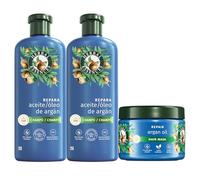 Herbal Essences Argán Champú 2x350ml + Mascarilla 500ml para Pelo Dañado | Hidratación Intensa para un Cabello Más Suave y Sedoso, con Ingredientes de Origen Natural, Vegano y No Testado en Animales