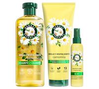 Herbal Essences Camomila Brillo & Revitalizante Champú 350ml + Acondicionador 250ml + Spray Acondicionador Ligero 145ml, Aporta Suavidad al Pelo