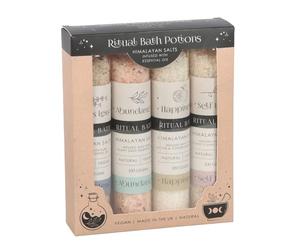 Herbal Ritual - Juego de regalo de sal de baño, eleva tu amor propio con sales rituales de felicidad, elixir de abundancia y mezcla sin estrés, sales de baño relajantes hechas en el Reino Unido para
