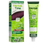 Herbal Time Henna Colorante Berenjena 9 | Tinte en Crema para Pelo | Coloración Vegetal | Cubre Canas | Tinte Morrado Semipermanente para Cabello | Sin Amoníaco, Sulfatos ni Parabenos | 75 ml