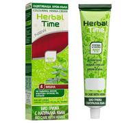 Herbal Time Henna Natural Colorante en Crema | Henna Pelo | Cubre Canas | Crema Tinte Coloración Temporal | Sin Amónico, Sin Sulfatos y Sin Parabenos | Henna Rojo | Color Rojo Guinda 4 | 75ml