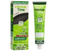 Herbal Time Henna Natural Colorante en Crema para el Pelo | Cubre Canas | Tinte Coloración Temporal | Sin Amónico, Sin Sulfatos y Sin Parabenos | Color Negro Natural 7 | 75ml