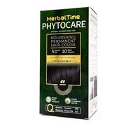 Herbal Time Phytocare Tinte Permanente para el Cabello Color Berenjena 4V | Kit Tinte Natural Pelo Profesional | Nutre y Protege Tu Cabello | Sin Amoníaco, PPD y SLS | 124.5 ml