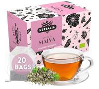 HERBALIA - Tisana de Malva en Bolsitas, Caja de Infusión de Malva con 20 Bolsitas sin Grapas, 20 g de Malva para Infusiones y Tés
