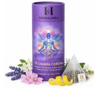 HERBALINEA Infusión de Hierbas Naturales - Té Chakra Corona | 15 Pirámides Premium (30g) | Té Blanco, Tulsi, Flor de Loto, Lavanda, Jazmín | Relajación y Bienestar | Sin Cafeína