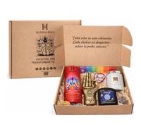 HERBALINEA Ritual de Relajación Chakra Raíz - Kit Espiritual Completo 6 en 1 con Té, Incienso 7 Chakras, Vela Aromática y Bomba de Baño con Joya | Meditación, Bienestar y Regalo Original