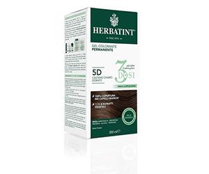 Herbatint Gel colorante permanente 3 dosis, 300 ml - 5D castaño claro dorado, sin amoniaco, para pieles sensibles, cobertura 100% para cabellos blancos, con 8 extractos naturales biológicos
