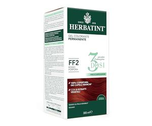 Herbatint Gel colorante permanente, 3 dosis, 300 ml - FF2 rojo púrpura, sin amoniaco, para pieles sensibles, 100% cobertura de cabellos blancos, con 8 extractos naturales biológicos