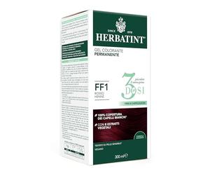 Herbatint Gel colorante permanente de 3 dosis, 300 ml - FF1 rojo henna, sin amoniaco, para pieles sensibles, cobertura 100% para cabellos blancos, con 8 extractos naturales biológicos