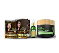 Herbishh After Color Shampoo Combo Contains Hair Color Shampoo Hair Dye 30ml x 10 Pouch/Sachet Argan Oil 30ml Pro Keratin And Argan Hair Mask For Hair Straightening (Dark Brown)