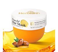 Herbishh Mascarilla capilar de aceite de argán, hidratante acondicionador profundo para cabello seco y dañado, tratamiento de reparación hidratante, con aceite de coco y aguacate para cabello rizado