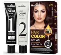 Herbishh Rapid Infusion Hair Colour Cream 3N Dark Brown 60 ml - Permanent Ammonia-Free Hair Dye for Grey Coverage, One-Minute Application with Comb Applicator, Patented Korean Technology