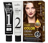 Herbishh Rapid Infusion Hair Colour Cream 4N Natural Brown 60 ml - Permanent Ammonia-Free Hair Dye for Grey Coverage, One-Minute Application with Comb Applicator, Patented Korean Technology