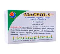 Herboplanet Magsol 5 Plus (51g) 60 Comprimidos - Complejo Avanzado de 5 Sales de Magnesio de Alta Absorción - Relajante Muscular, Energía y Sistema Nervioso - Alivio de Calambres