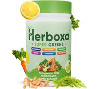 Herboxa Super Greens Polvo con Más de 30 Superalimentos Verdes, con Probióticos y Enzimas, Sabor Limón y Menta, Complemento Alimenticio, 50 Porciones