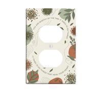 Herbs - Cubiertas de salida dúplex para pared, diseño de hojas botánicas naturales, círculos, color verde otoño, placas de cara de plástico tamaño estándar para enchufes eléctricos para el hogar, sala