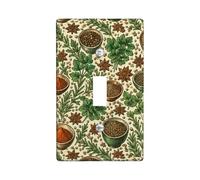 Herbs - Placa de cubierta individual para interruptor de luz, cuenco de especias naturales vintage, ninguno de plástico verde, tamaño estándar, cubierta de interruptor de luz para nuevo apartamento