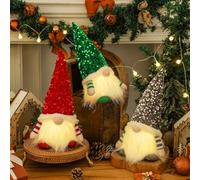 Herbst 3 unidades de gnomos decorativos navideños, gnomos con LED de peluche, figuras de enano de Navidad, iluminado para decoración de Navidad, decoración de mesa