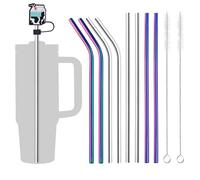Herbst 8 pajitas de acero inoxidable, pajitas de 30 cm de largo para Stanley Adventure Quencher 40 oz, pajitas reutilizables de metal con 2 cepillos de limpieza + 2 cubiertas de pajita, STRAW01