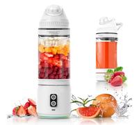 Herbst Batidora portátil de 700 ml para hacer smoothie maker to go Fresh Juice botella con 6 cuchillas y USB recargable (blanco)