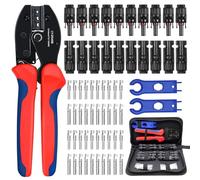 Herbst Juego de crimpadora solar para cable fotovoltaico de 2,5/4/6 mm², 20 pares de conectores de cable, 10 pares de conectores macho/hembra, 1 crimpadora, 2 conectores solares para sistema solar