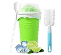 Herbst Slushy Maker Taza de silicona de 500 ml, con pajita y cuchara, para hacer granizados, para hacer granizados, con cepillo de limpieza, color verde