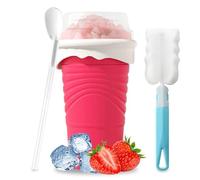 Herbst Slushy Maker - Taza de silicona para hacer granizados, 500 ml, con cuchara para pajita - Slush Ice Cup DIY Ice Cup - Vaso para batidos con cepillo de limpieza (rojo)